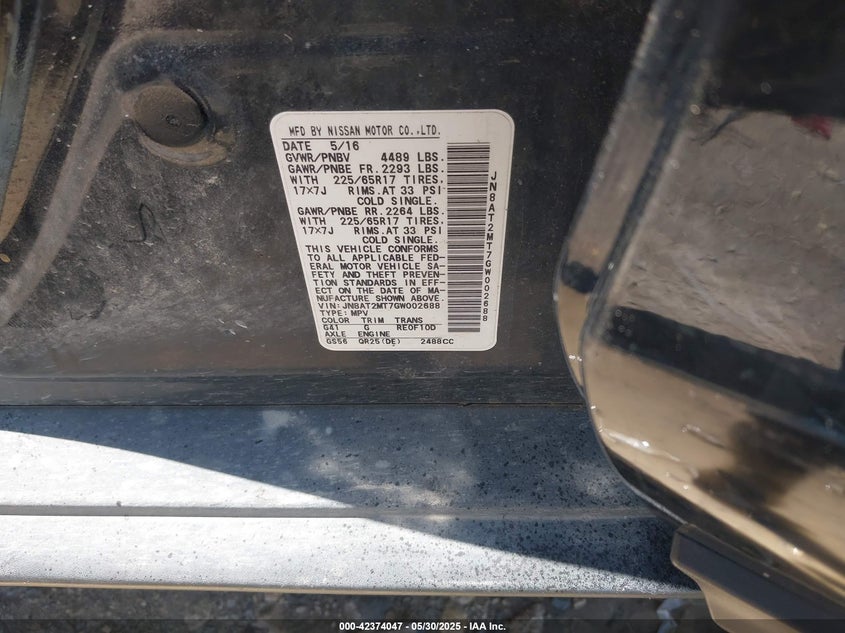 2016 NISSAN ROGUE S - JN8AT2MT7GW002688