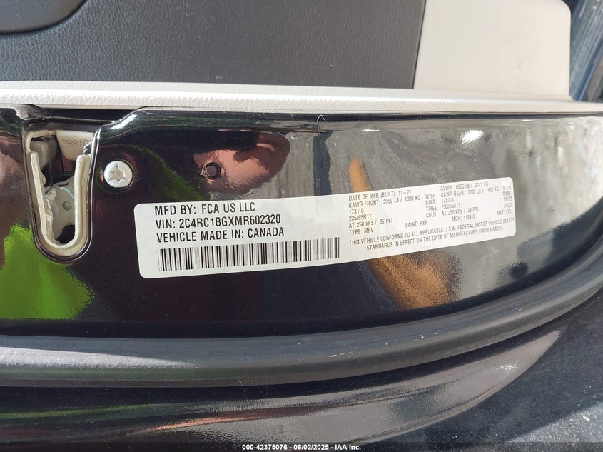 2021 CHRYSLER PACIFICA TOURING L - 2C4RC1BGXMR602320