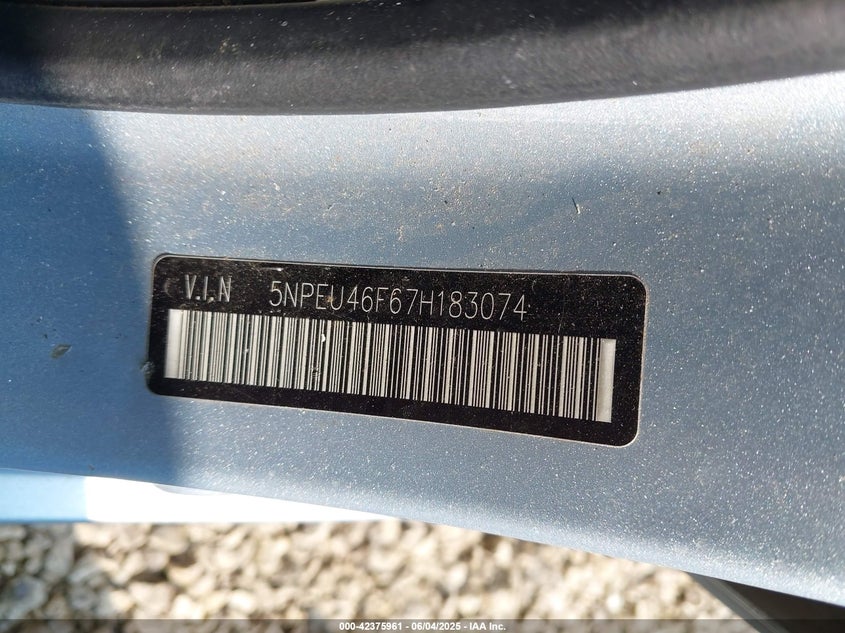 2007 HYUNDAI SONATA VIN: 5NPEU46F67H183074
