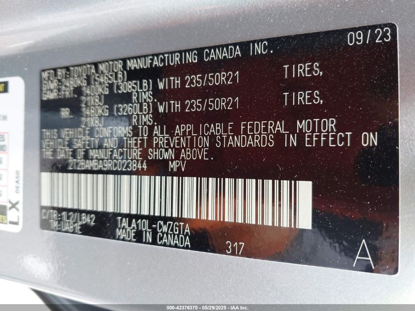 2024 Lexus RX 350 - 2T2BAMBA9RC023844