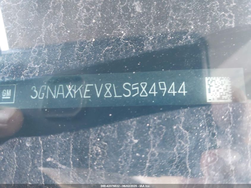 2020 Chevrolet Equinox Fwd Lt 1.5L Turbo VIN: 3GNAXKEV8LS584944 Lot: 42376532
