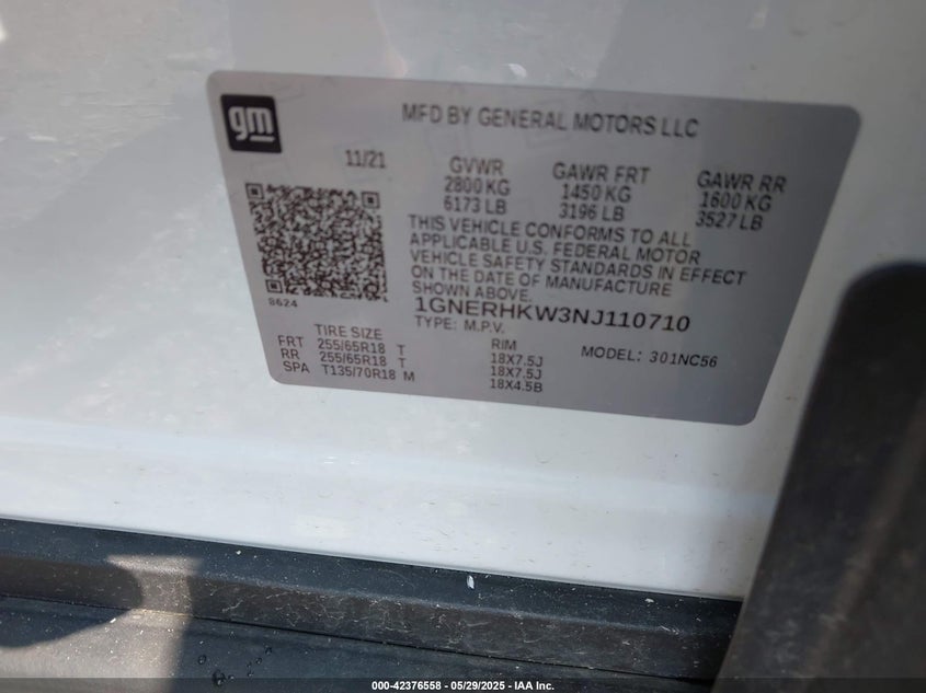 2022 CHEVROLET TRAVERSE FWD LT LEATHER - 1GNERHKW3NJ110710