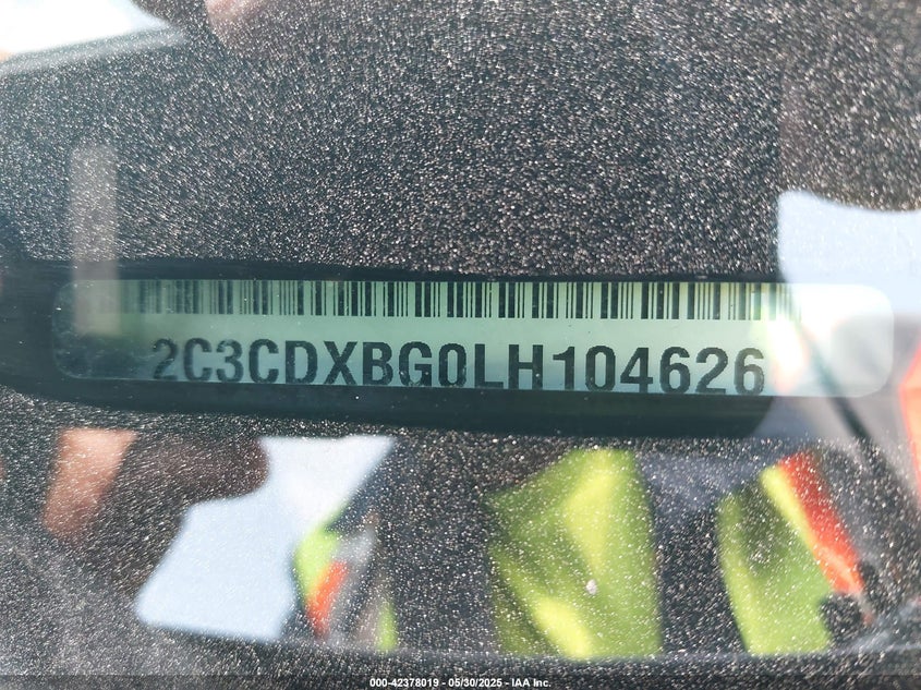 2020 Dodge Charger Sxt Rwd VIN: 2C3CDXBG0LH104626 Lot: 42378019