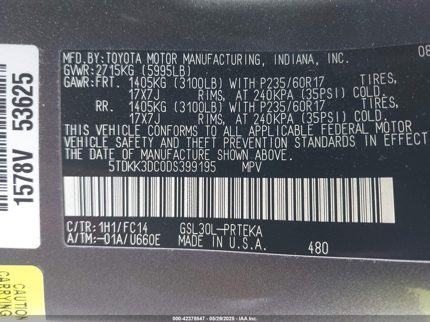 2013 TOYOTA SIENNA LE - 5TDKK3DC0DS399195