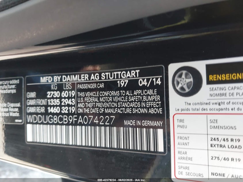 2015 MERCEDES-BENZ S 550 - WDDUG8CB9FA074227