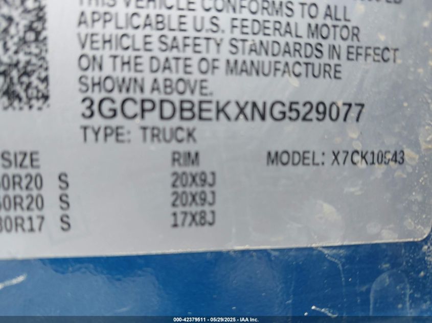 2022 Chevrolet Silverado 1500 - 3GCPDBEKXNG529077