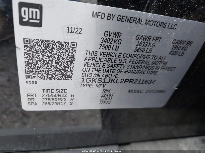 2023 GMC Yukon XL - 1GKS1JKL2PR211634