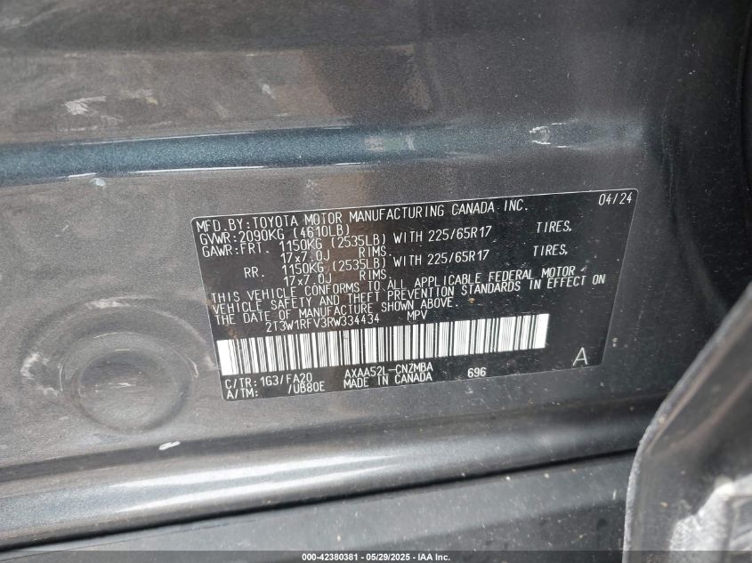 2024 Toyota RAV4 - 2T3W1RFV3RW334434