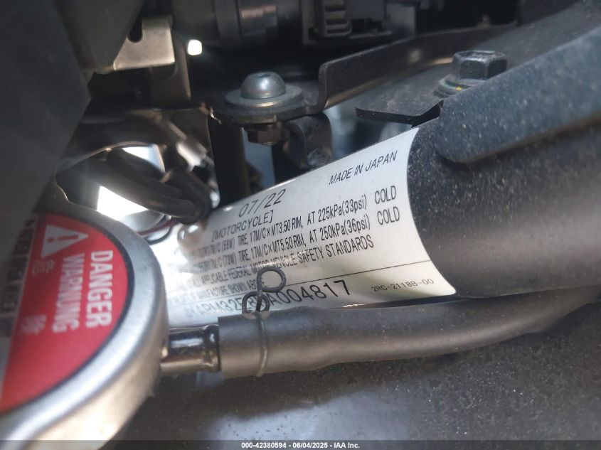 2022 Yamaha Mt07 VIN: JYARM32E8NA004817 Lot: 42380594