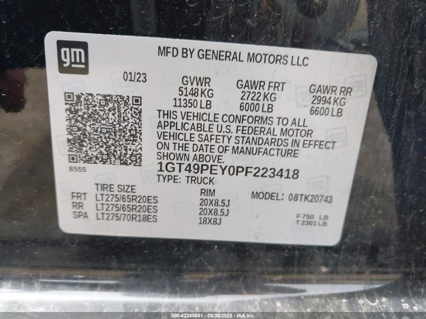 2023 GMC Sierra - 1GT49PEY0PF223418