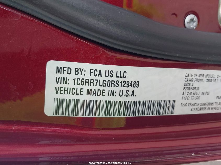 2024 Ram 1500 Classic - 1C6RR7LG0RS129489