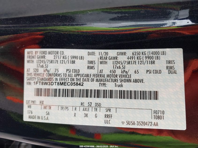 2021 Ford F-350 - 1FT8W3DT8MEC05842