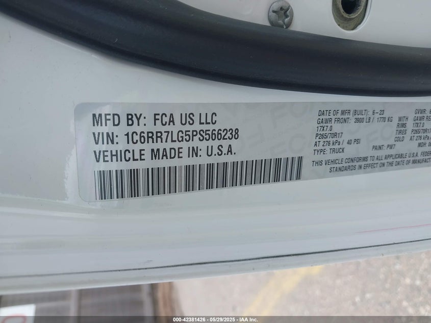 2023 RAM 1500 CLASSIC SLT  4X4 5'7 BOX - 1C6RR7LG5PS566238