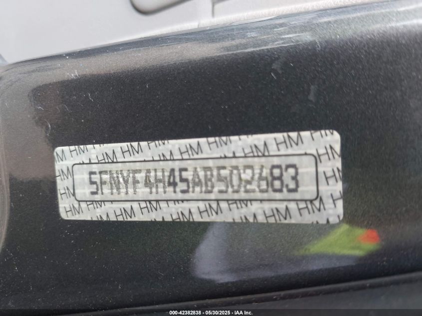 2010 Honda Pilot VIN: 5FNYF4845AB502683 Lot: 42382838