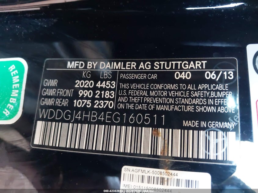 2014 MERCEDES-BENZ C 250 VIN: WDDGJ4HB4EG160511