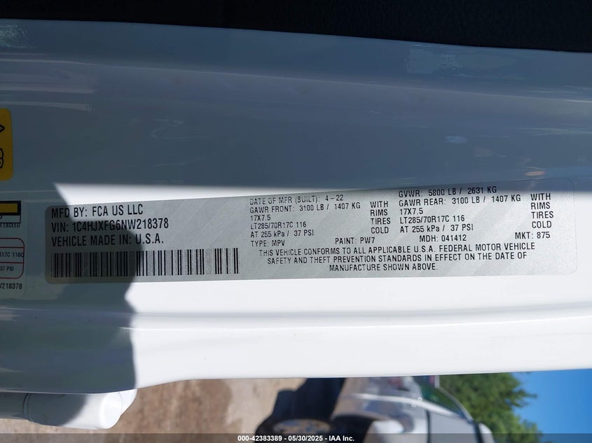 2022 JEEP WRANGLER UNLIMITED RUBICON 4X4 - 1C4HJXFG6NW218378