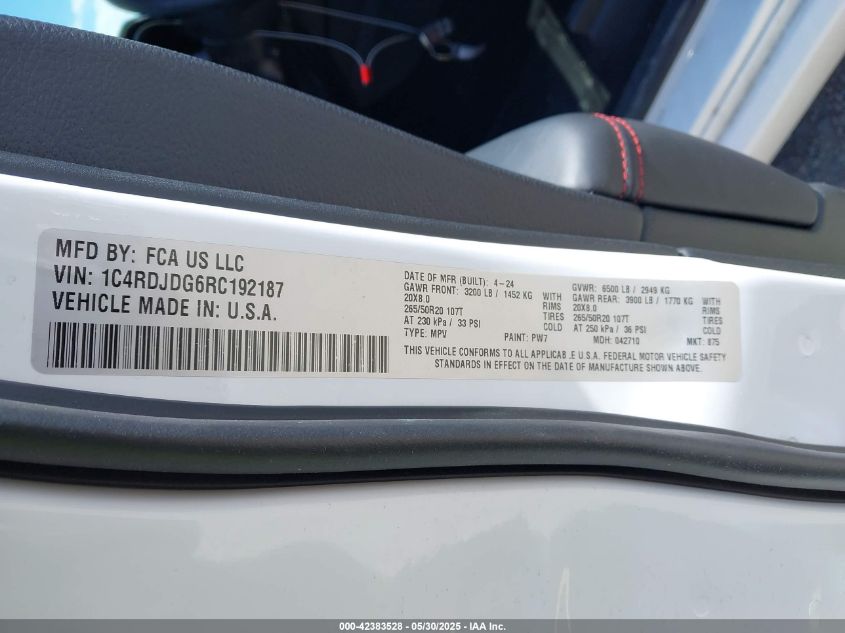 2024 Dodge Durango - 1C4RDJDG6RC192187