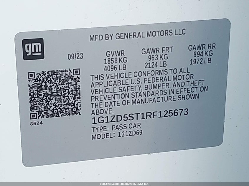 2024 CHEVROLET MALIBU LT - 1G1ZD5ST1RF125673