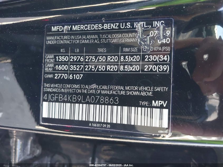 2020 Mercedes-Benz GLE-Class - 4JGFB4KB9LA078863