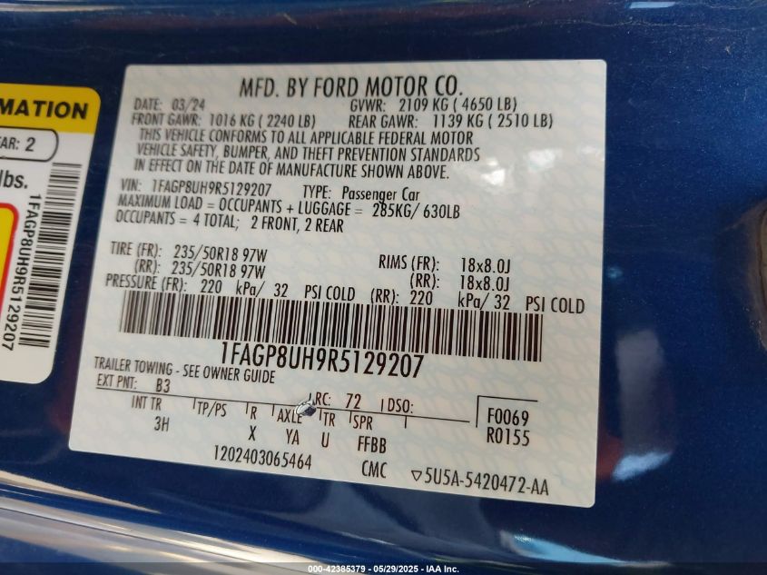 2024 Ford Mustang - 1FAGP8UH9R5129207