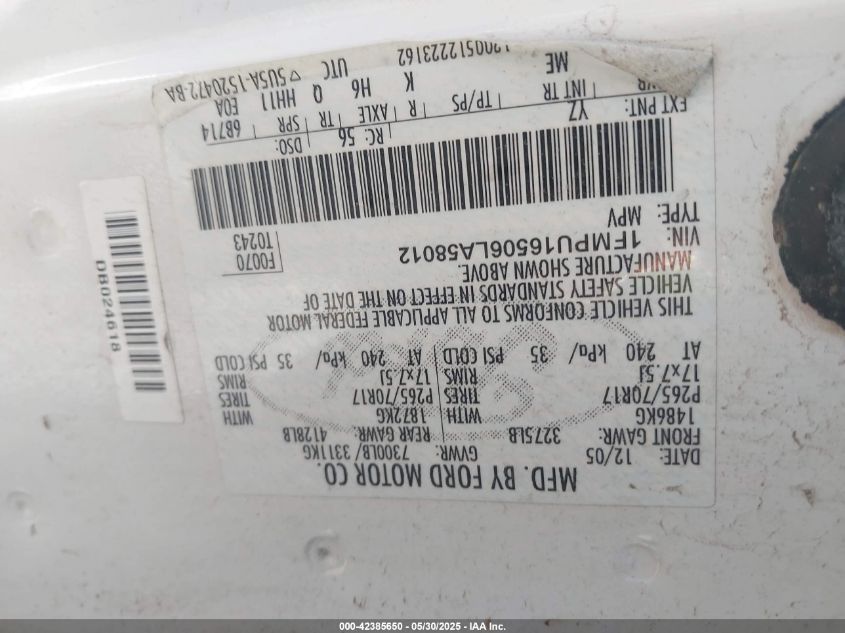 2006 Ford Expedition Xlt/Xlt Sport VIN: 1FMPU16506LA58012 Lot: 42385650