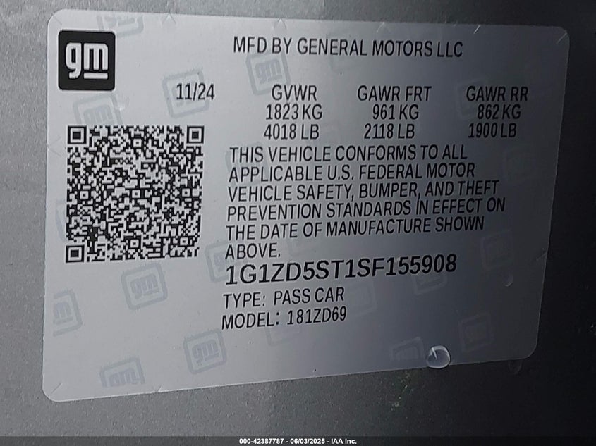 2025 CHEVROLET MALIBU LT - 1G1ZD5ST1SF155908