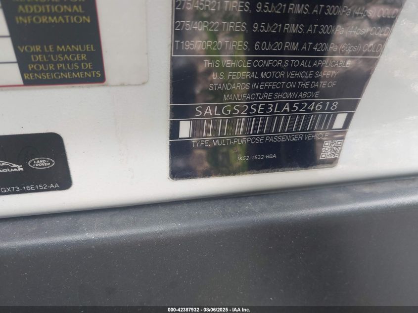 2020 Land Rover Range Rover - SALGS2SE5LA401791