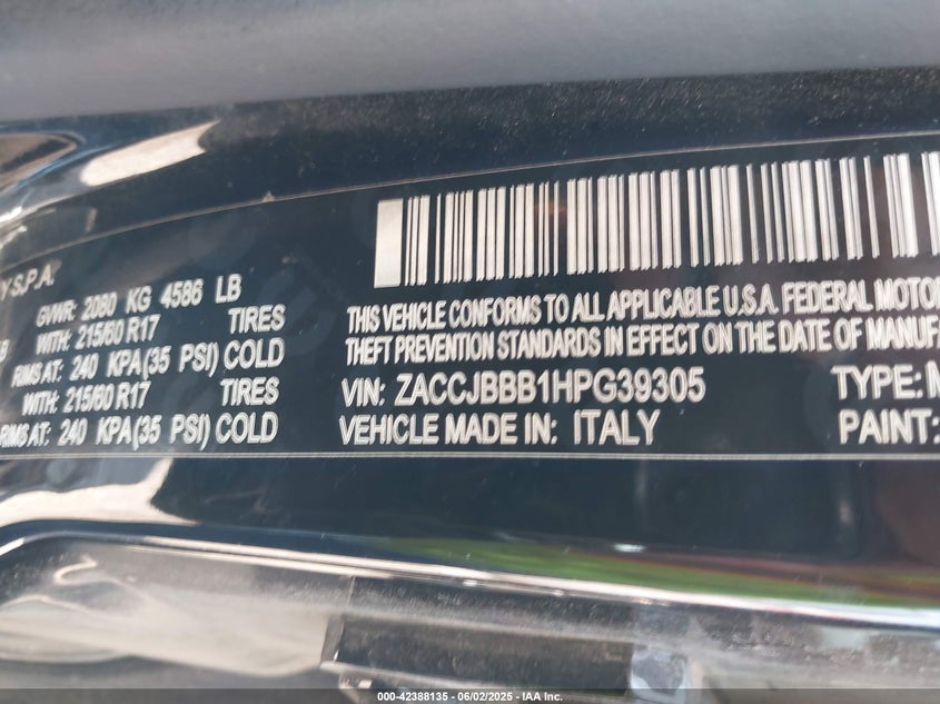 2017 JEEP RENEGADE LATITUDE 4X4 - ZACCJBBB1HPG39305