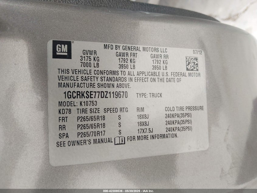 2013 CHEVROLET SILVERADO 1500 LT - 1GCRKSE77DZ119670