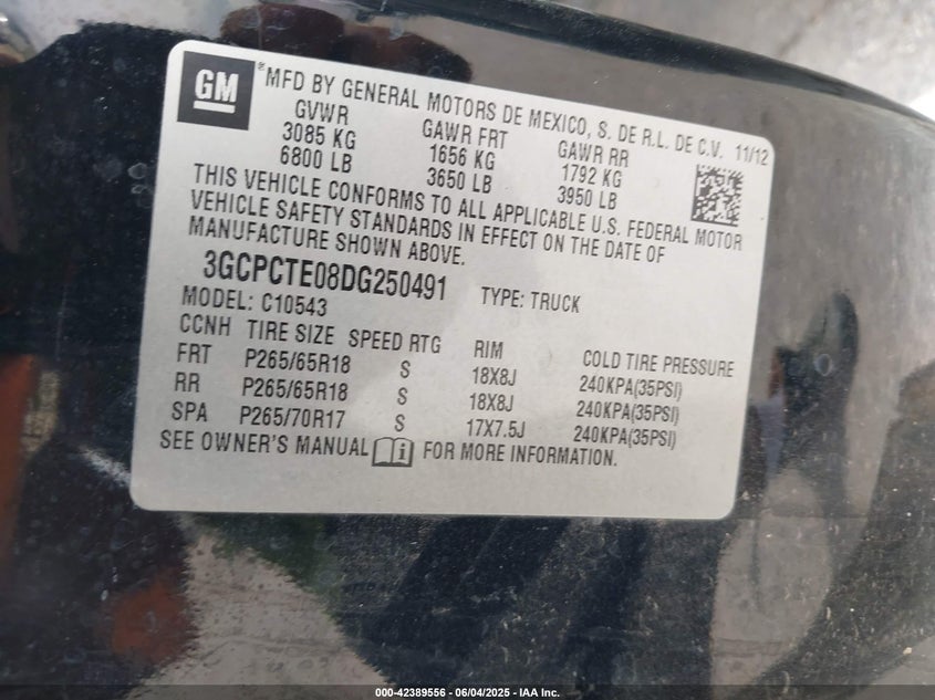 2013 CHEVROLET SILVERADO 1500 LTZ - 3GCPCTE08DG250491