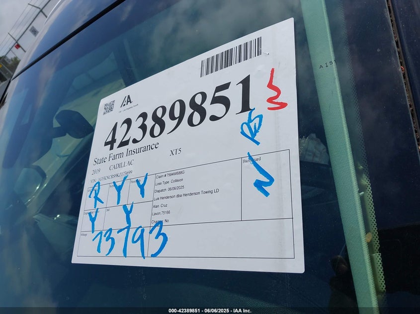 2019 CADILLAC XT5 LUXURY - 1GYKNCRS9KZ173699