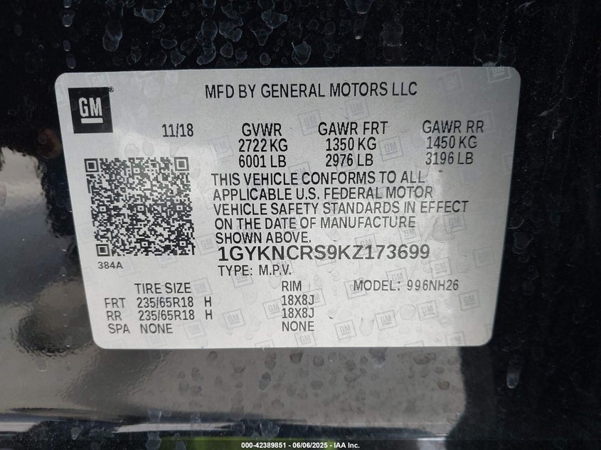 2019 CADILLAC XT5 LUXURY - 1GYKNCRS9KZ173699