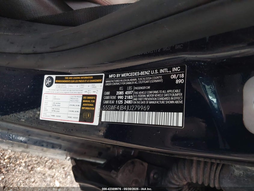 VIN 55SWF4JB4JU279969 2018 MERCEDES-BENZ C 300