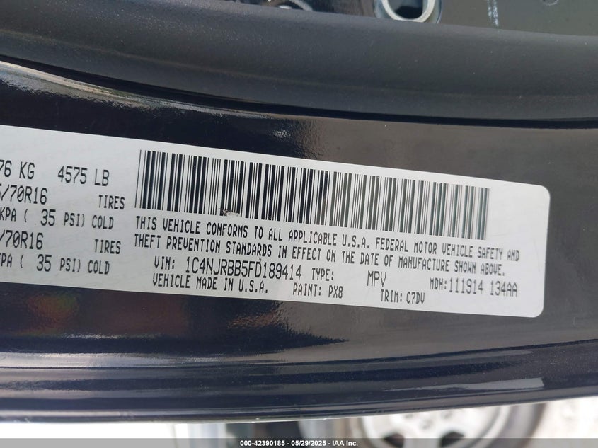 2015 JEEP PATRIOT SPORT - 1C4NJRBB5FD189414