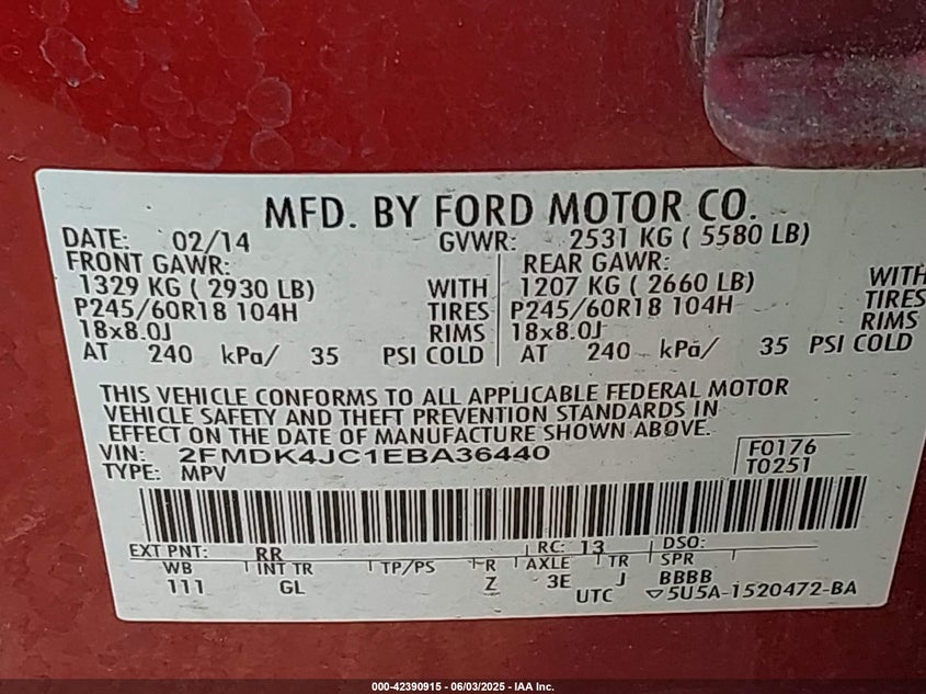 2014 FORD EDGE SEL - 2FMDK4JC1EBA36440