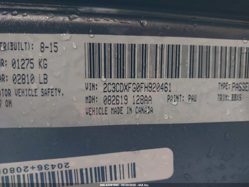 2015 DODGE CHARGER SE - 2C3CDXFG0F8920461