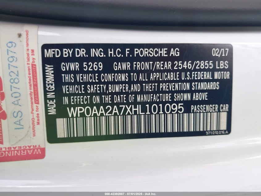 2017 PORSCHE PANAMERA 4 - WP0AA2A7XHL101095