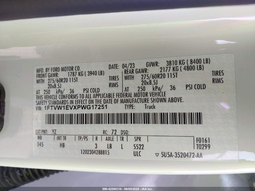 2023 Ford F-150 Lightning - 1FTVW1EVXPWG17251