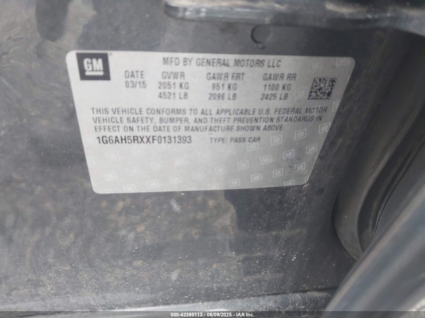 2015 CADILLAC ATS LUXURY - 1G6AH5RXXF0131393