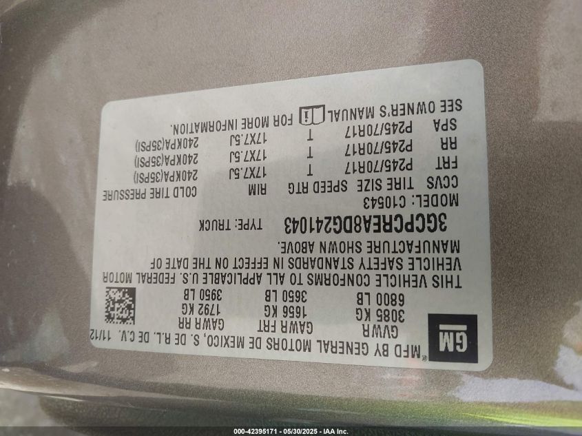 2013 Chevrolet Silverado 1500 Ls VIN: 1GCPCREA8DG241043 Lot: 42395171