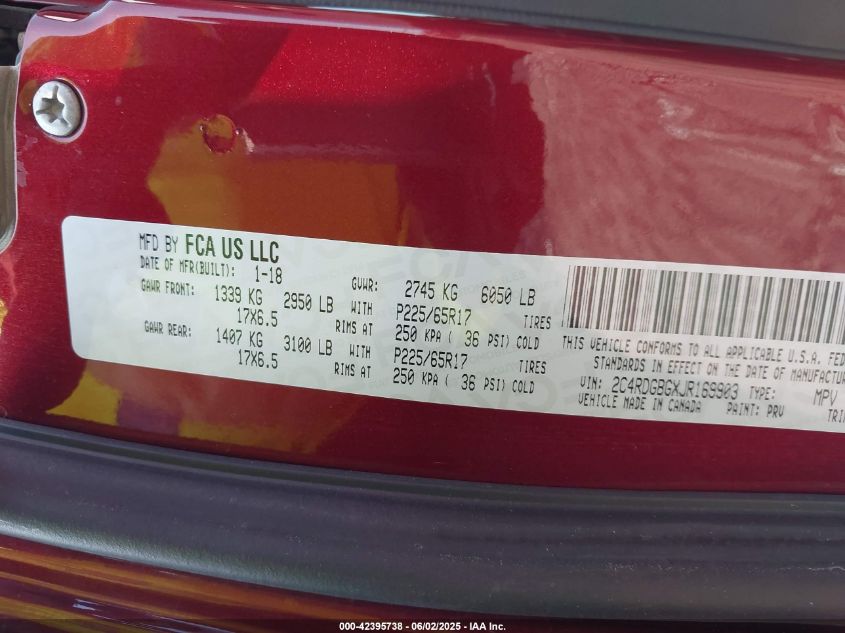 2018 Dodge Grand Caravan Se Plus VIN: 2C4RDGBGXJR169903 Lot: 42395738