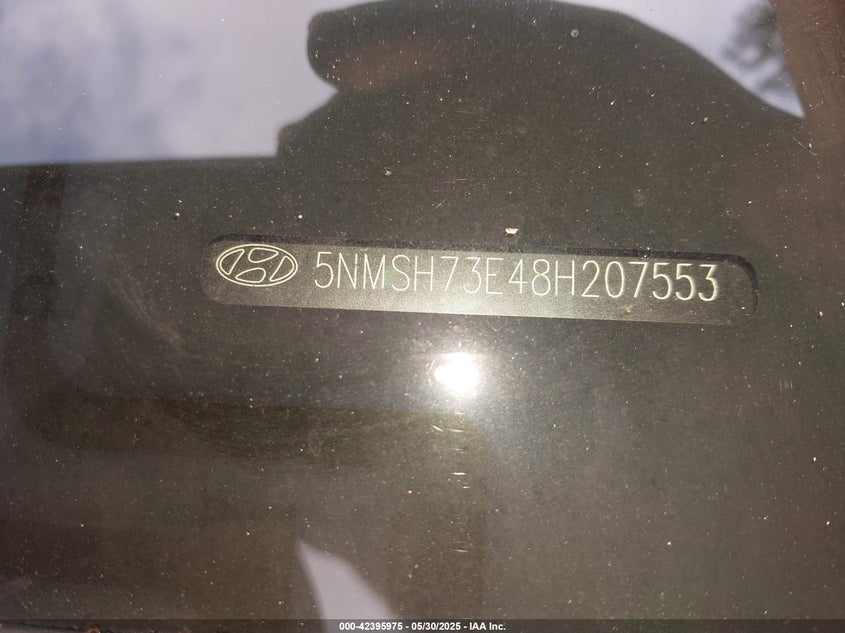 2008 HYUNDAI SANTA FE VIN: 5NMSH73E48H207553