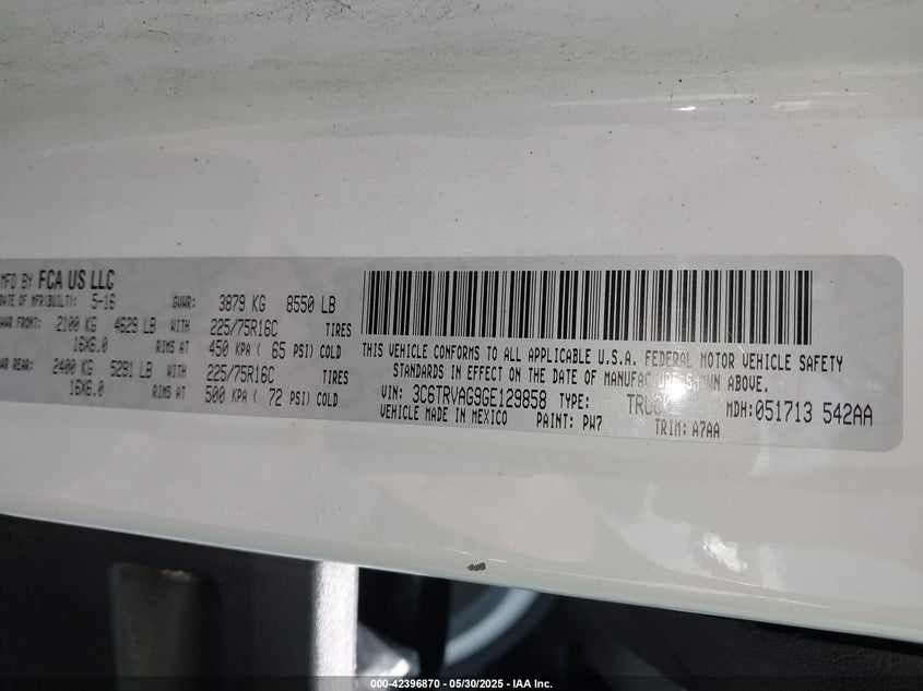 2016 RAM PROMASTER 1500 LOW ROOF - 3C6TRVAG9GE129858