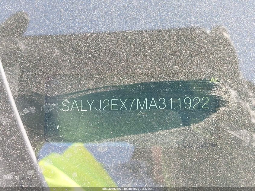 2021 Land Rover Range Rover Velar P250 S VIN: SALYJ2EX7MA311922 Lot: 42397827