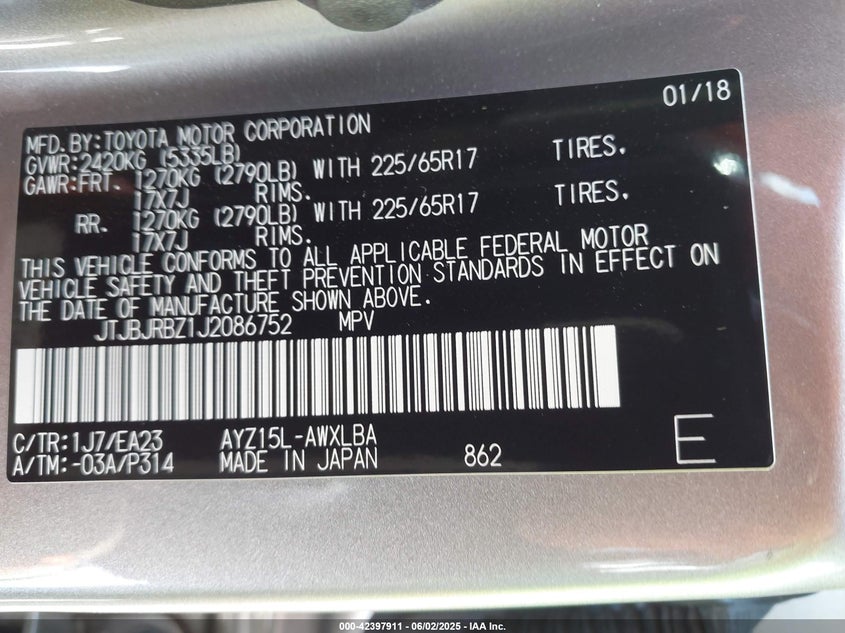 JTJBJRBZ1J2086752 2018 LEXUS NX photo no. 9
