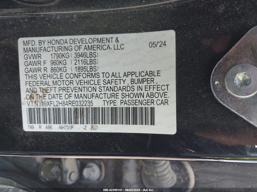 2024 Honda Civic Sport VIN: 19XFL2H84RE032235 Lot: 42398141