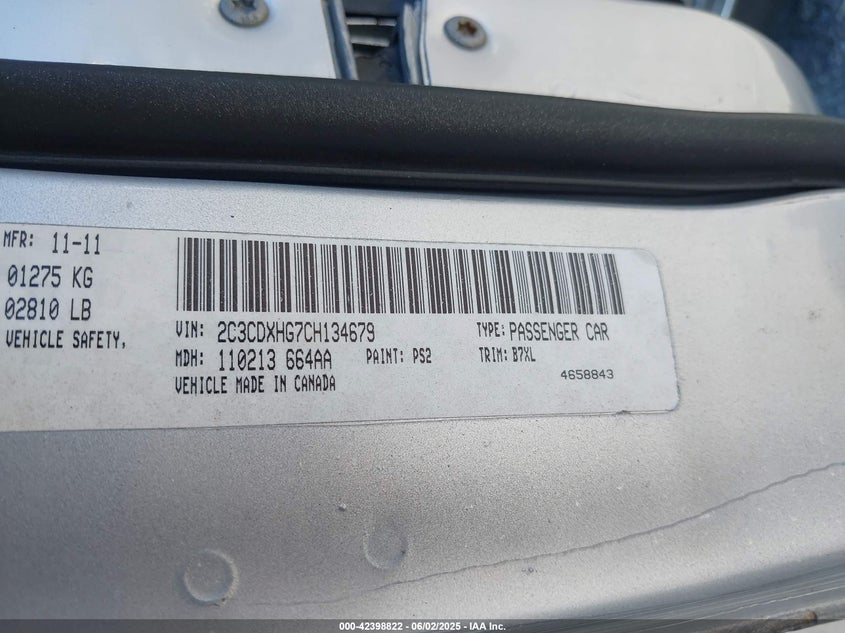 2012 Dodge Charger Sxt VIN: 2C3CDXHG7CH134679 Lot: 42398822