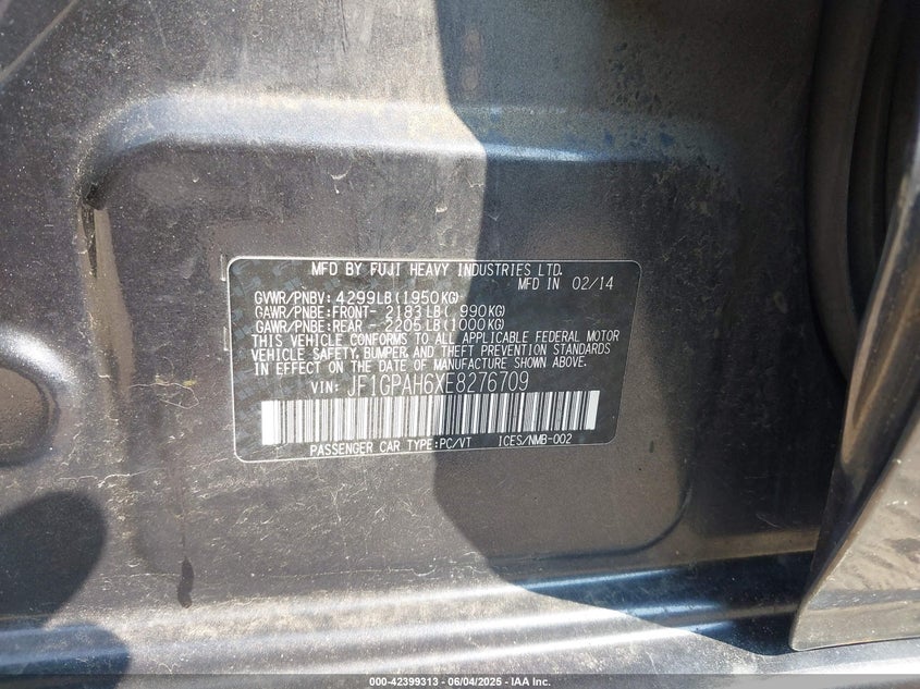 2014 SUBARU IMPREZA 2.0I LIMITED - JF1GPAH6XE8276709