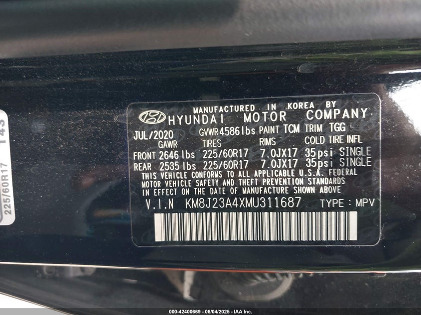 2021 HYUNDAI TUCSON SE - KM8J23A4XMU311687