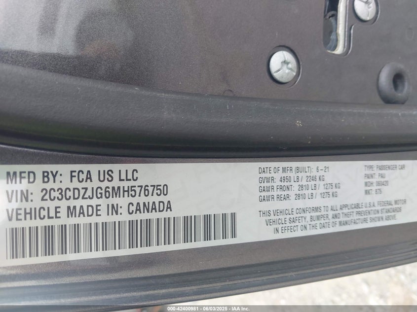 2021 DODGE CHALLENGER GT - 2C3CDZJG6MH576750